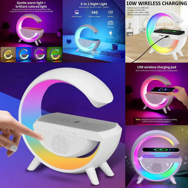 Crystal LED Table Lamp – Touch Dimmable with Wireless Charging & Alarm Clock