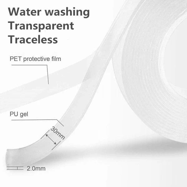 Ivy Grip Tape Strong Removable Washable and Reusable Anti Slip Double Sided Transparent Tape 1 Meter