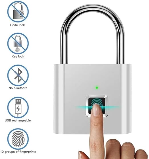 Fingerprint Smart Lock – Keyless Stainless-Steel Lock for Doors, Bags & Cabinets