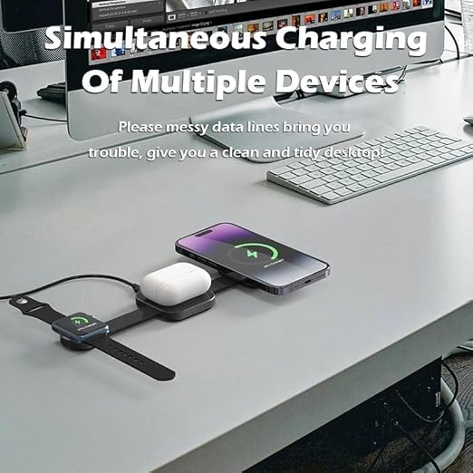 3-in-1 Wireless Charger – Magnetic Travel Charging Station for Phone, Watch & Earbuds