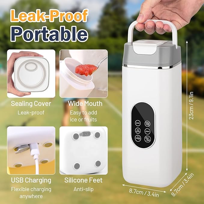 Mini Portable Blender – USB-C Rechargeable, Self-Cleaning Protein Shaker & BPA-Free Travel Juicer for Home, Office & Gym, 400 ml