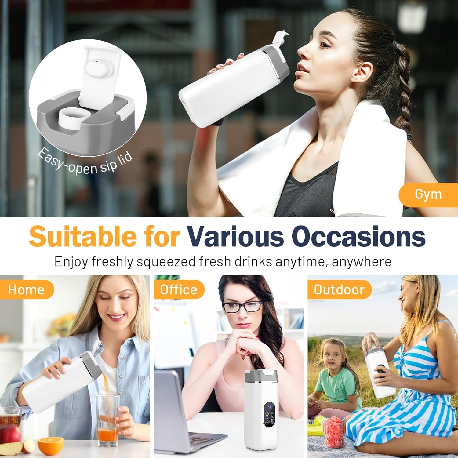 Mini Portable Blender – USB-C Rechargeable, Self-Cleaning Protein Shaker & BPA-Free Travel Juicer for Home, Office & Gym, 400 ml