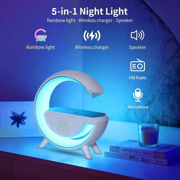 Crystal LED Table Lamp – Touch Dimmable with Wireless Charging & Alarm Clock