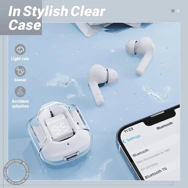 T6 Wireless Earbuds – Bluetooth ENC Noise-Canceling with Mic & LED Case