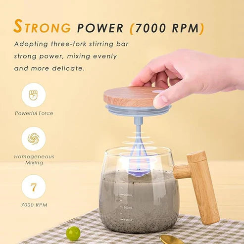 Electric Mixing Kettle & Self-Stirring Coffee Mug – Borosilicate Glass with 55° Constant Temperature Coaster, 400ml