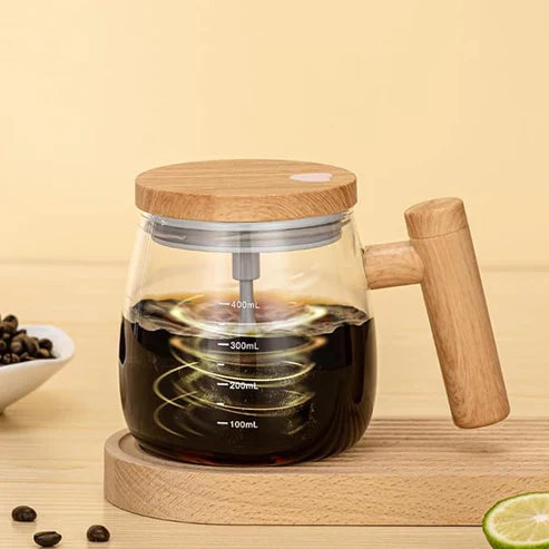 Electric Mixing Kettle & Self-Stirring Coffee Mug – Borosilicate Glass with 55° Constant Temperature Coaster, 400ml