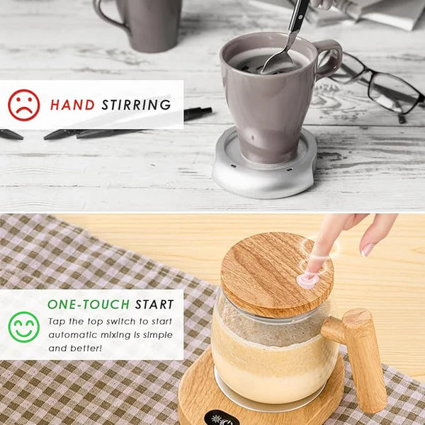 Electric Mixing Kettle & Self-Stirring Coffee Mug – Borosilicate Glass with 55° Constant Temperature Coaster, 400ml