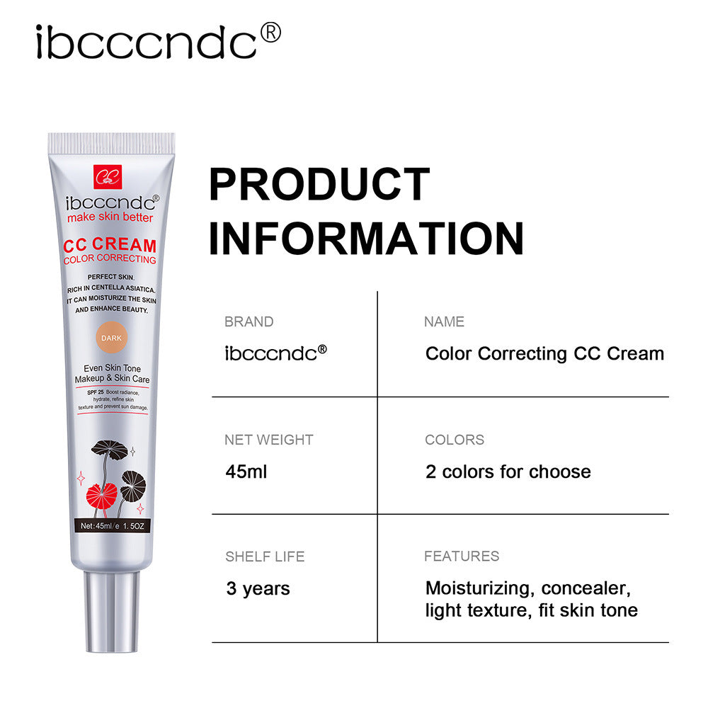 Ibcccndc CC Foundation, Moisturizing Waterproof CC Cream, Long Lasting, Anti Sweat