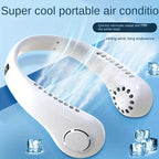 Portable Adjustable USB Rechargeable Battery Operated Hanging Neck Fan White Multipurpose Use