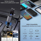 124W 360° Rotatable Fast Car Charger with Built-In Cables