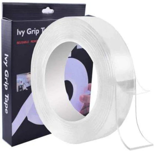Ivy Grip Tape Strong Removable Washable and Reusable Anti Slip Double Sided Transparent Tape 1 Meter
