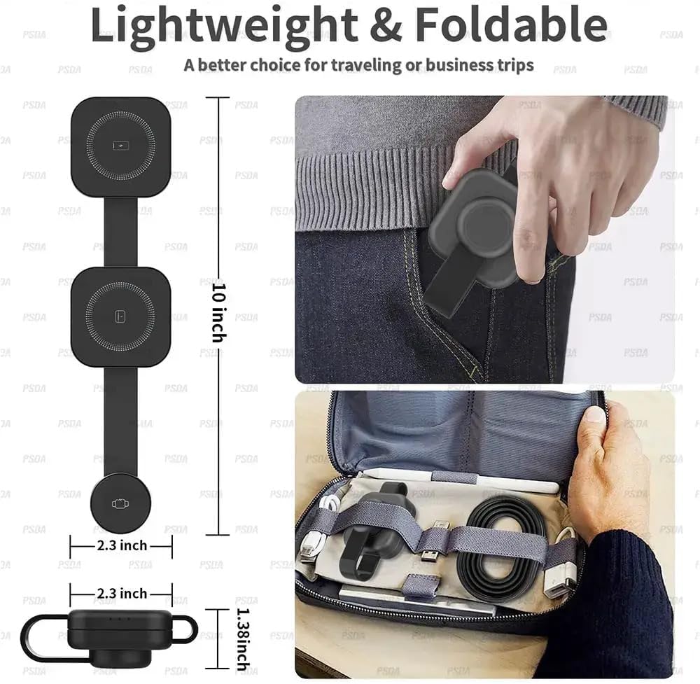 3-in-1 Wireless Charger – Magnetic Travel Charging Station for Phone, Watch & Earbuds