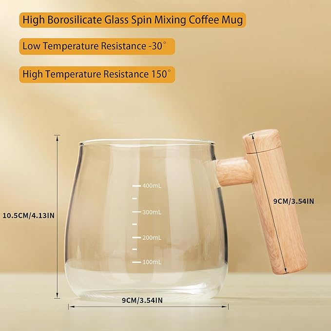Electric Mixing Kettle & Self-Stirring Coffee Mug – Borosilicate Glass with 55° Constant Temperature Coaster, 400ml