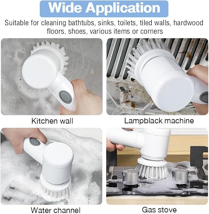Electric Spin Scrubber – Rechargeable Cleaning Brush with 5 Heads & Adjustable Speeds