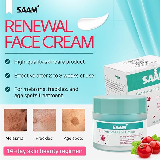 SAAM Renewal Face Cream | Melasma, Freckles, Age Spots & Dark Spots | With Alpha Arbutin and Kojic Acid