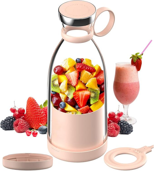 Portable Electric Juice Blender Cup 380ml – Wireless Charging & Built-in Battery