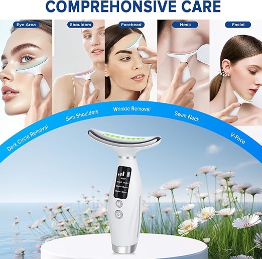 Heated Neck & Face Massager with 7 Light Modes for Anti-Aging, Skin Firming & Neck Lifting