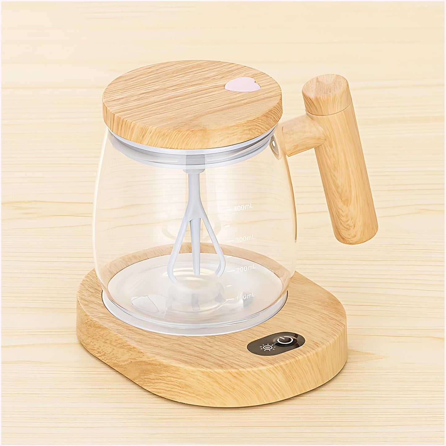 Electric Mixing Kettle & Self-Stirring Coffee Mug – Borosilicate Glass with 55° Constant Temperature Coaster, 400ml