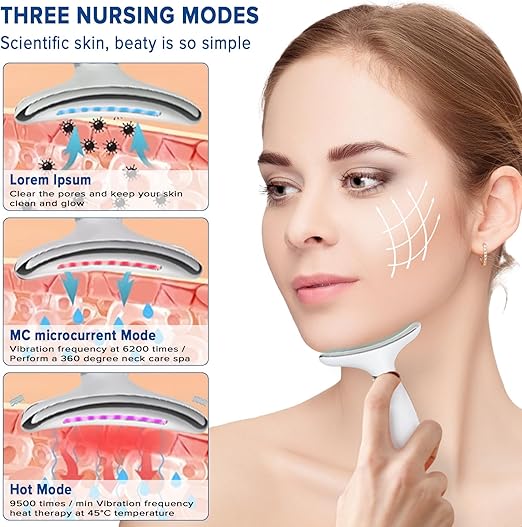 Heated Neck & Face Massager with 7 Light Modes for Anti-Aging, Skin Firming & Neck Lifting