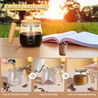 Electric Mixing Kettle & Self-Stirring Coffee Mug – Borosilicate Glass with 55° Constant Temperature Coaster, 400ml