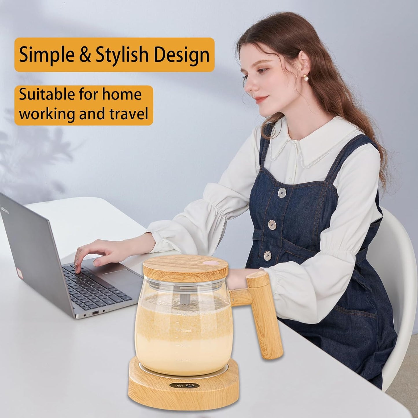 Electric Mixing Kettle & Self-Stirring Coffee Mug – Borosilicate Glass with 55° Constant Temperature Coaster, 400ml