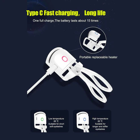 Heated Eyelash Curler with 3 Modes, Quick Pre-Heat, Rechargeable