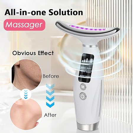 Heated Neck & Face Massager with 7 Light Modes for Anti-Aging, Skin Firming & Neck Lifting