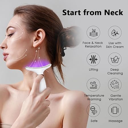 Heated Neck & Face Massager with 7 Light Modes for Anti-Aging, Skin Firming & Neck Lifting